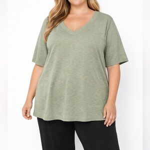 J. Jill Sage Green V-Neck Short Sleeve Tee